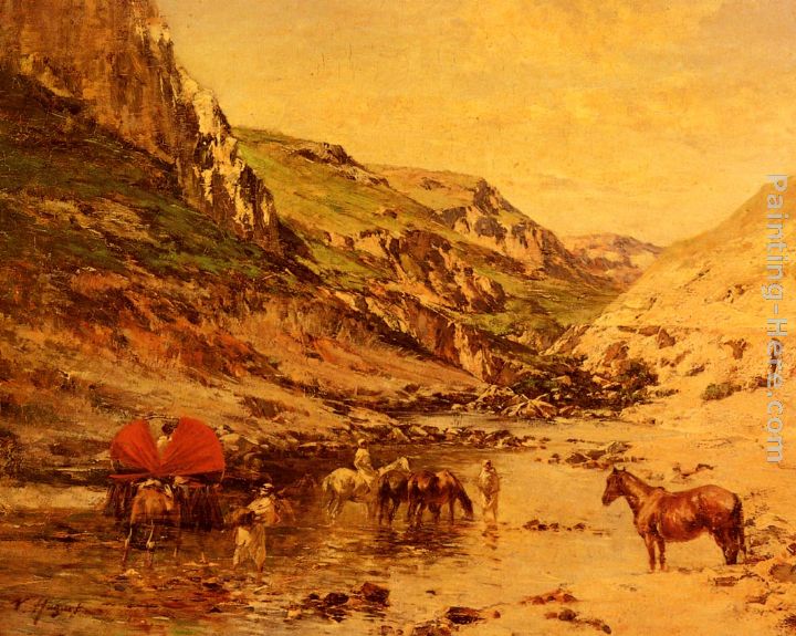 Arabs Resting in a Gorge painting - Victor Pierre Huguet Arabs Resting in a Gorge art painting